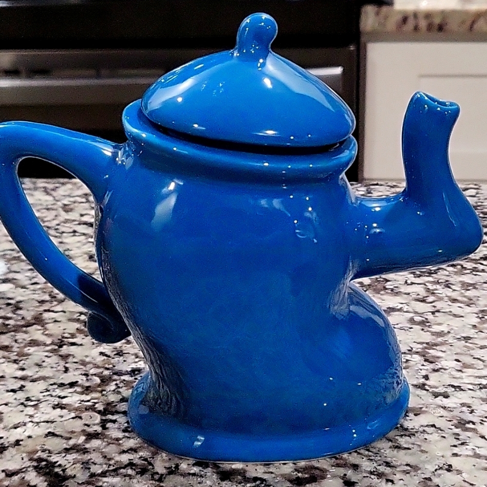 Ganz blue whimsical dancing teapot